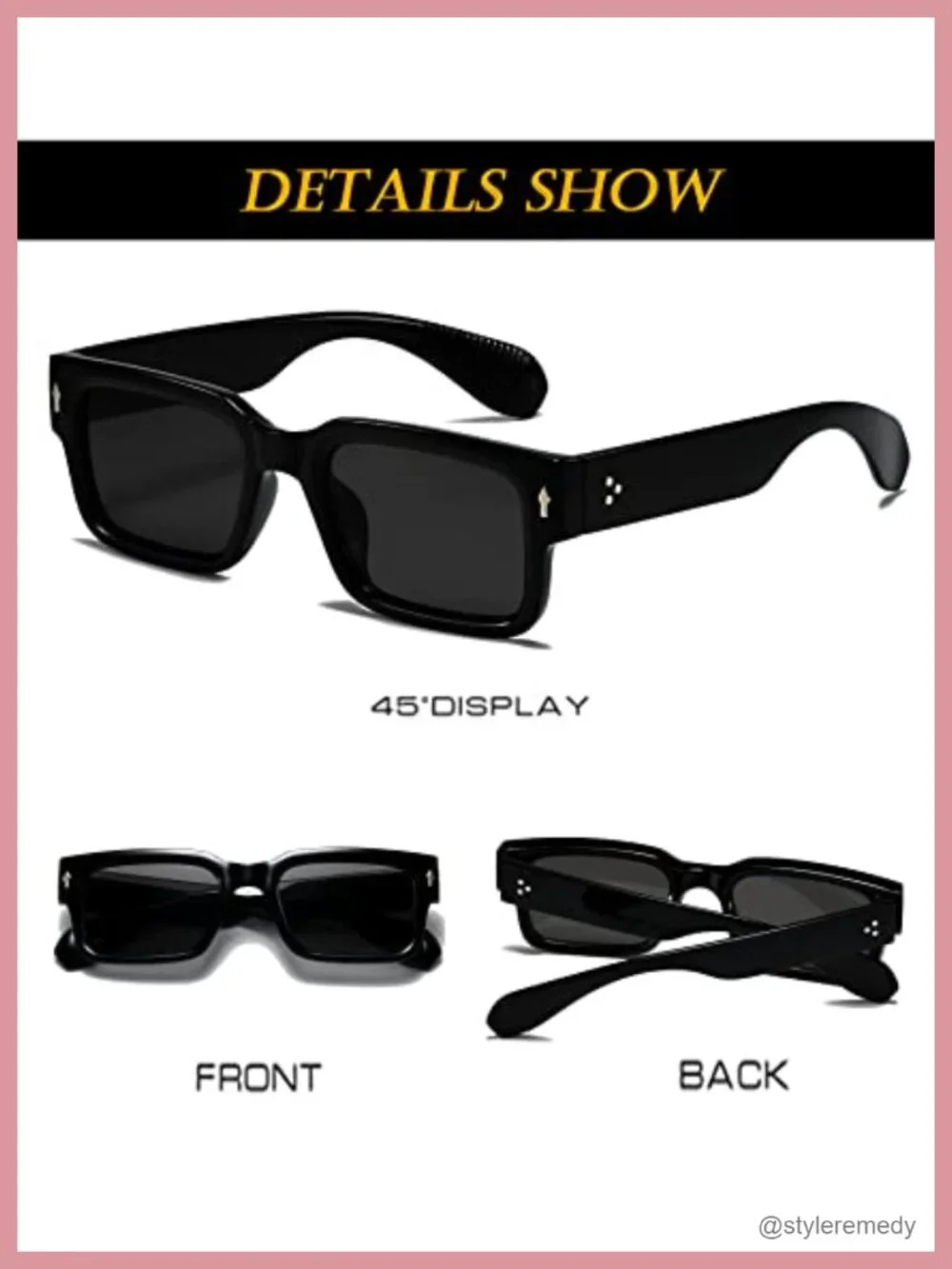 Square Frame Sunglasses UV400 Protection Chunky Rectangle Sun Glasses